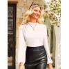imageGRACE KARIN Womens Long Sleeve Ruched Tops Mock Neck Slim Fit Y2K Going Out Blouses 2025 Fall Trendy Tight ShirtsWhite