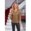 imageGRACE KARIN Womens Sequin Tops 34 Sleeve Glitter Sparkly Shimmer Party Dressy Blouse VNeck Disco Club Concert ShirtsBrown