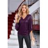 imageGRACE KARIN Womens Sequin Tops 34 Sleeve Glitter Sparkly Shimmer Party Dressy Blouse VNeck Disco Club Concert ShirtsDark Purple