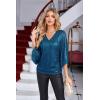 imageGRACE KARIN Womens Sequin Tops 34 Sleeve Glitter Sparkly Shimmer Party Dressy Blouse VNeck Disco Club Concert ShirtsPeacock Blue