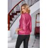 imageGRACE KARIN Womens Sequin Tops 34 Sleeve Glitter Sparkly Shimmer Party Dressy Blouse VNeck Disco Club Concert ShirtsRose Red