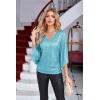 imageGRACE KARIN Womens Sequin Tops 34 Sleeve Glitter Sparkly Shimmer Party Dressy Blouse VNeck Disco Club Concert ShirtsSky Blue