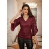 imageGRACE KARIN Womens Sequin Tops 34 Sleeve Glitter Sparkly Shimmer Party Dressy Blouse VNeck Disco Club Concert ShirtsWine Red