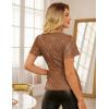 imageGRACE KARIN Womens V Neck Sequin Top Ruffle Sleeve Shirt 2025 Fall Trendy Outfits Side Tie Peplum BlouseBrown
