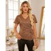 imageGRACE KARIN Womens V Neck Sequin Top Ruffle Sleeve Shirt 2025 Fall Trendy Outfits Side Tie Peplum BlouseBrown