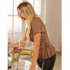 imageGRACE KARIN Womens V Neck Sequin Top Ruffle Sleeve Shirt 2025 Fall Trendy Outfits Side Tie Peplum BlouseBrown