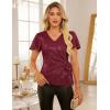 imageGRACE KARIN Womens V Neck Sequin Top Ruffle Sleeve Shirt 2025 Fall Trendy Outfits Side Tie Peplum BlouseBurgundy