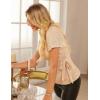 imageGRACE KARIN Womens V Neck Sequin Top Ruffle Sleeve Shirt 2025 Fall Trendy Outfits Side Tie Peplum BlouseChampagne