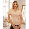 imageGRACE KARIN Womens V Neck Sequin Top Ruffle Sleeve Shirt 2025 Fall Trendy Outfits Side Tie Peplum BlouseChampagne