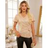 imageGRACE KARIN Womens V Neck Sequin Top Ruffle Sleeve Shirt 2025 Fall Trendy Outfits Side Tie Peplum BlouseChampagne