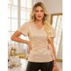 imageGRACE KARIN Womens V Neck Sequin Top Ruffle Sleeve Shirt 2025 Fall Trendy Outfits Side Tie Peplum BlouseChampagne