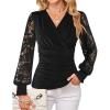 imageGRACE KARIN 2025 Womens Tops Wrap V Neck Shirt Lace Long Sleeve Blouses Dressy Casual Ruched Top Fall Fashion Outfits