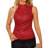 imageGRACE KARIN Seqin Tank Tops for Women Dressy Glitter Sparkly Shirts Party Sleeveless Cami Crop Vest Shimmer BlouseRed