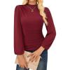 imageGRACE KARIN Womens Long Sleeve Ruched Tops Mock Neck Slim Fit Y2K Going Out Blouses 2025 Fall Trendy Tight ShirtsBurgundy