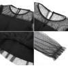 imageGRACE KARIN Girls Contrast Mesh Dress Party Birthday Formal Kids Long Sleeve ALine Tulle Dresses for 612 YearsBlack