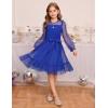 imageGRACE KARIN Girls Contrast Mesh Dress Party Birthday Formal Kids Long Sleeve ALine Tulle Dresses for 612 YearsDark Blue
