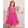imageGRACE KARIN Girls Contrast Mesh Dress Party Birthday Formal Kids Long Sleeve ALine Tulle Dresses for 612 YearsHot Pink