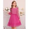 imageGRACE KARIN Girls Contrast Mesh Dress Party Birthday Formal Kids Long Sleeve ALine Tulle Dresses for 612 YearsHot Pink