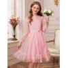 imageGRACE KARIN Girls Contrast Mesh Dress Party Birthday Formal Kids Long Sleeve ALine Tulle Dresses for 612 YearsPink