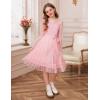 imageGRACE KARIN Girls Contrast Mesh Dress Party Birthday Formal Kids Long Sleeve ALine Tulle Dresses for 612 YearsPink