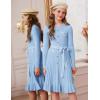 imageGRACE KARIN Girls Fall Sweater Dress Tween Long Sleeve Fashion Button Front Fancy Ruffle Winter Casual Dresses Size 614Light Blue