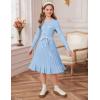 imageGRACE KARIN Girls Fall Sweater Dress Tween Long Sleeve Fashion Button Front Fancy Ruffle Winter Casual Dresses Size 614Light Blue