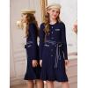 imageGRACE KARIN Girls Fall Sweater Dress Tween Long Sleeve Fashion Button Front Fancy Ruffle Winter Casual Dresses Size 614Navy Blue