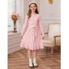imageGRACE KARIN Girls Fall Sweater Dress Tween Long Sleeve Fashion Button Front Fancy Ruffle Winter Casual Dresses Size 614Pink