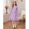 imageGRACE KARIN Girls Fall Sweater Dress Tween Long Sleeve Fashion Button Front Fancy Ruffle Winter Casual Dresses Size 614Purple