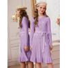 imageGRACE KARIN Girls Fall Sweater Dress Tween Long Sleeve Fashion Button Front Fancy Ruffle Winter Casual Dresses Size 614Purple