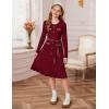imageGRACE KARIN Girls Fall Sweater Dress Tween Long Sleeve Fashion Button Front Fancy Ruffle Winter Casual Dresses Size 614Wine Red
