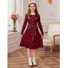 imageGRACE KARIN Girls Fall Sweater Dress Tween Long Sleeve Fashion Button Front Fancy Ruffle Winter Casual Dresses Size 614Wine Red