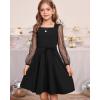 imageGRACE KARIN Girls Long Sleeve Dress Party Formal Contrast Mesh Puff High Waist Tie Square Neck 612 YearsBlack