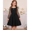 imageGRACE KARIN Girls Long Sleeve Dress Party Formal Contrast Mesh Puff High Waist Tie Square Neck 612 YearsBlack
