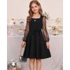 imageGRACE KARIN Girls Long Sleeve Dress Party Formal Contrast Mesh Puff High Waist Tie Square Neck 612 YearsBlack