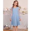 imageGRACE KARIN Girls Long Sleeve Dress Party Formal Contrast Mesh Puff High Waist Tie Square Neck 612 YearsLight Blue