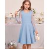 imageGRACE KARIN Girls Long Sleeve Dress Party Formal Contrast Mesh Puff High Waist Tie Square Neck 612 YearsLight Blue