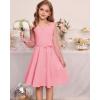 imageGRACE KARIN Girls Long Sleeve Dress Party Formal Contrast Mesh Puff High Waist Tie Square Neck 612 YearsPink
