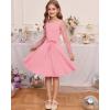 imageGRACE KARIN Girls Long Sleeve Dress Party Formal Contrast Mesh Puff High Waist Tie Square Neck 612 YearsPink