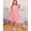 imageGRACE KARIN Girls Long Sleeve Dress Party Formal Contrast Mesh Puff High Waist Tie Square Neck 612 YearsPink