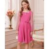 imageGRACE KARIN Girls Long Sleeve Dress Party Formal Contrast Mesh Puff High Waist Tie Square Neck 612 YearsRose Red