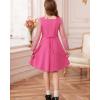 imageGRACE KARIN Girls Long Sleeve Dress Party Formal Contrast Mesh Puff High Waist Tie Square Neck 612 YearsRose Red