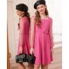 imageGRACE KARIN Girls Long Sleeve Dress Party Formal Contrast Mesh Puff High Waist Tie Square Neck 612 YearsRose Red
