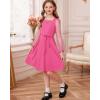 imageGRACE KARIN Girls Long Sleeve Dress Party Formal Contrast Mesh Puff High Waist Tie Square Neck 612 YearsRose Red