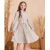 imageGRACE KARIN Girls Long Sleeve Fall Dresses Floral Hawaiian Party Dress for Teen Casual Pleated Outfits Size 614YApricotkhaki Floral