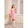 imageGRACE KARIN Girls Ruffle Tiered Dress Long Sleeve Swiss Dot Flowy ALine Dress 614YLight Pink
