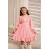 imageGRACE KARIN Girls Ruffle Tiered Dress Long Sleeve Swiss Dot Flowy ALine Dress 614YLight Pink