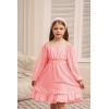 imageGRACE KARIN Girls Ruffle Tiered Dress Long Sleeve Swiss Dot Flowy ALine Dress 614YLight Pink