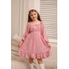imageGRACE KARIN Girls Ruffle Tiered Dress Long Sleeve Swiss Dot Flowy ALine Dress 614YPink