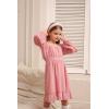 imageGRACE KARIN Girls Ruffle Tiered Dress Long Sleeve Swiss Dot Flowy ALine Dress 614YPink